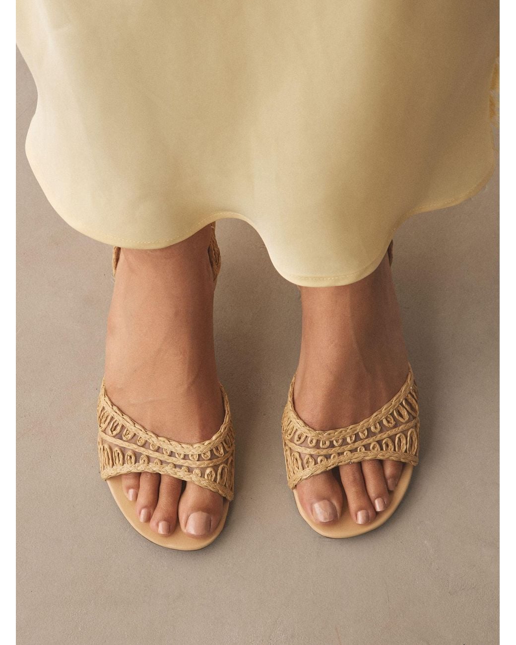 Next Natural Raffia Peep Toe Heeled Sandals