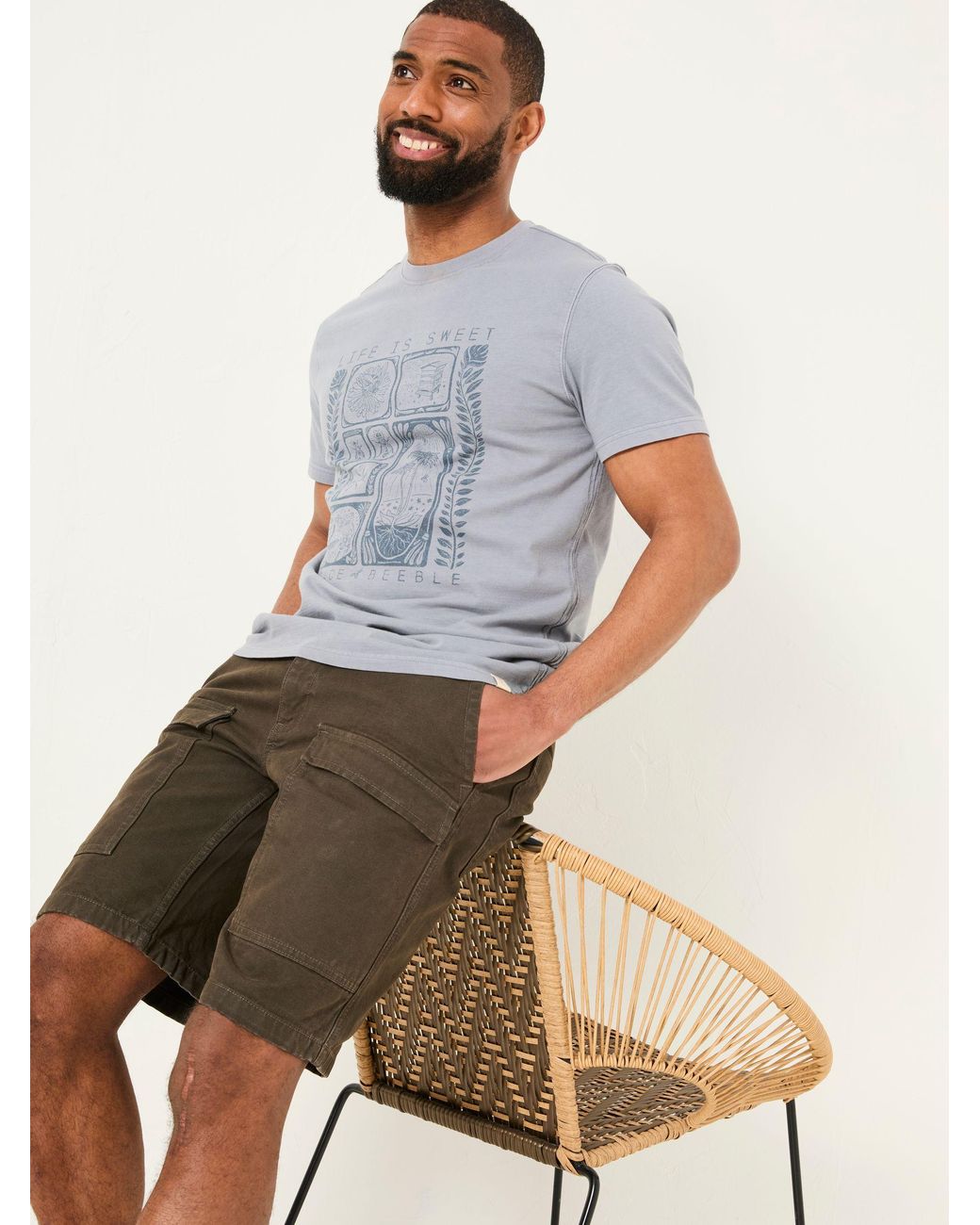 FatFace Brown Beeble Utility Shorts for men
