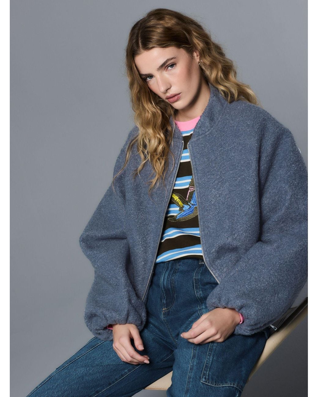 Next Blue Coatigan Bomber Jacket