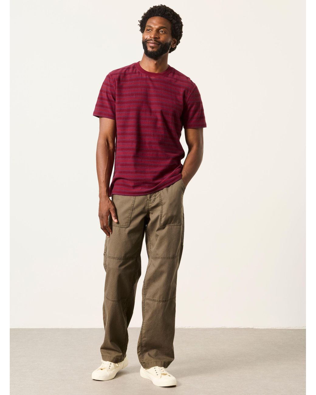 FatFace Short Sleeve Textured Stripe T-Shirt for men
