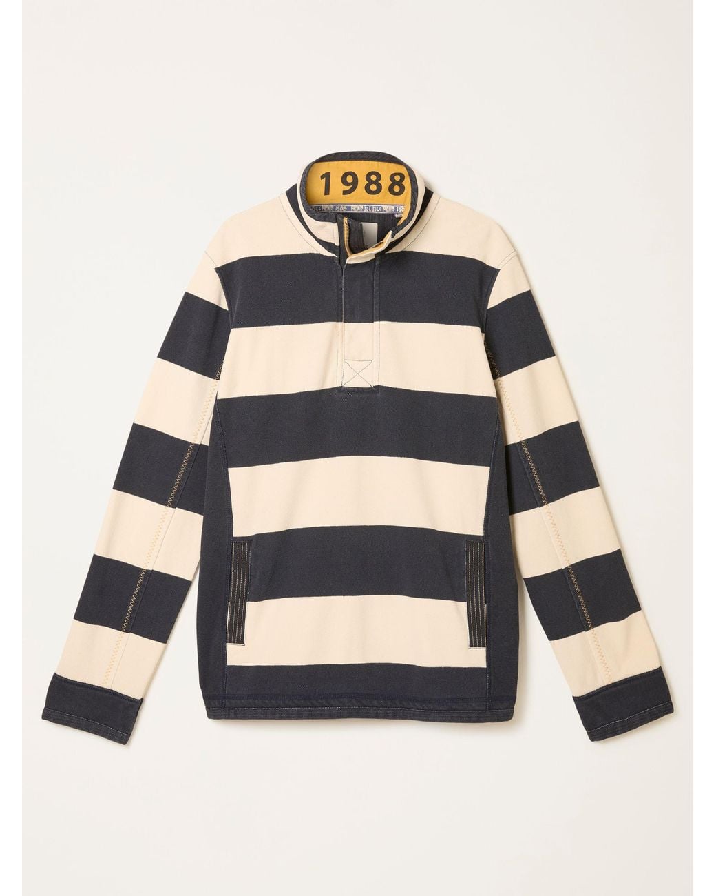 FatFace Blue Airlie Stripe Quarter Neck Sweat Top for men