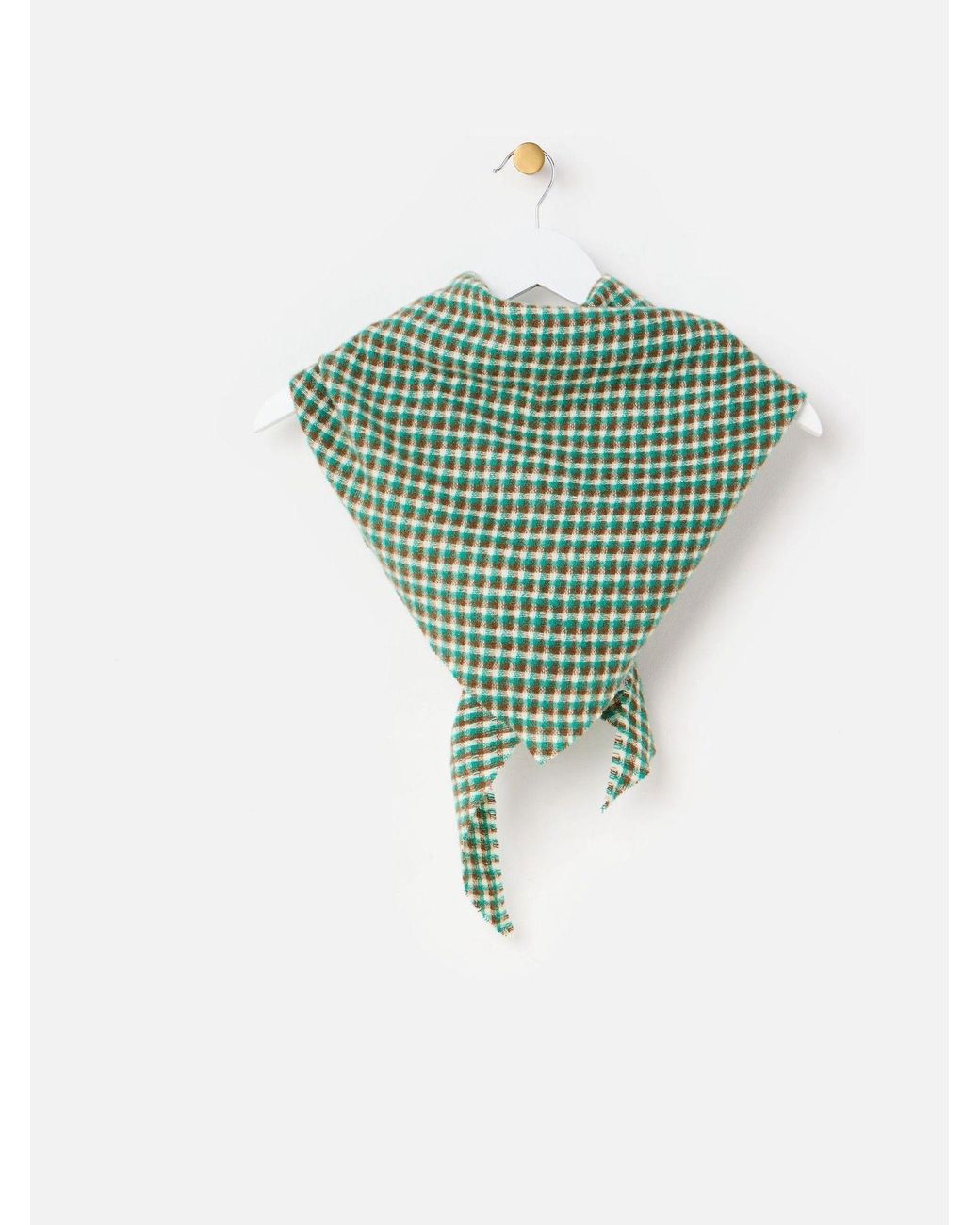 Oliver Bonas Green Checked Midweight Triangle Scarf