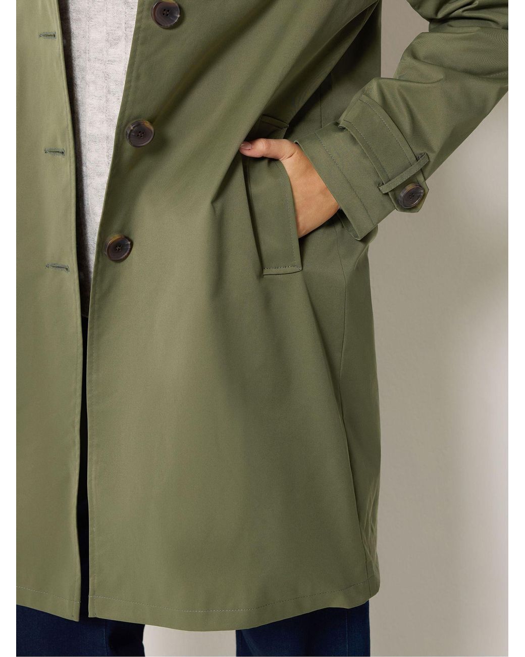 M Com Green Collared Trench Coat