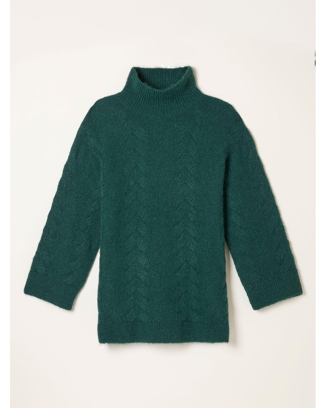 FatFace Green Celia Knitted Roll Neck Jumper