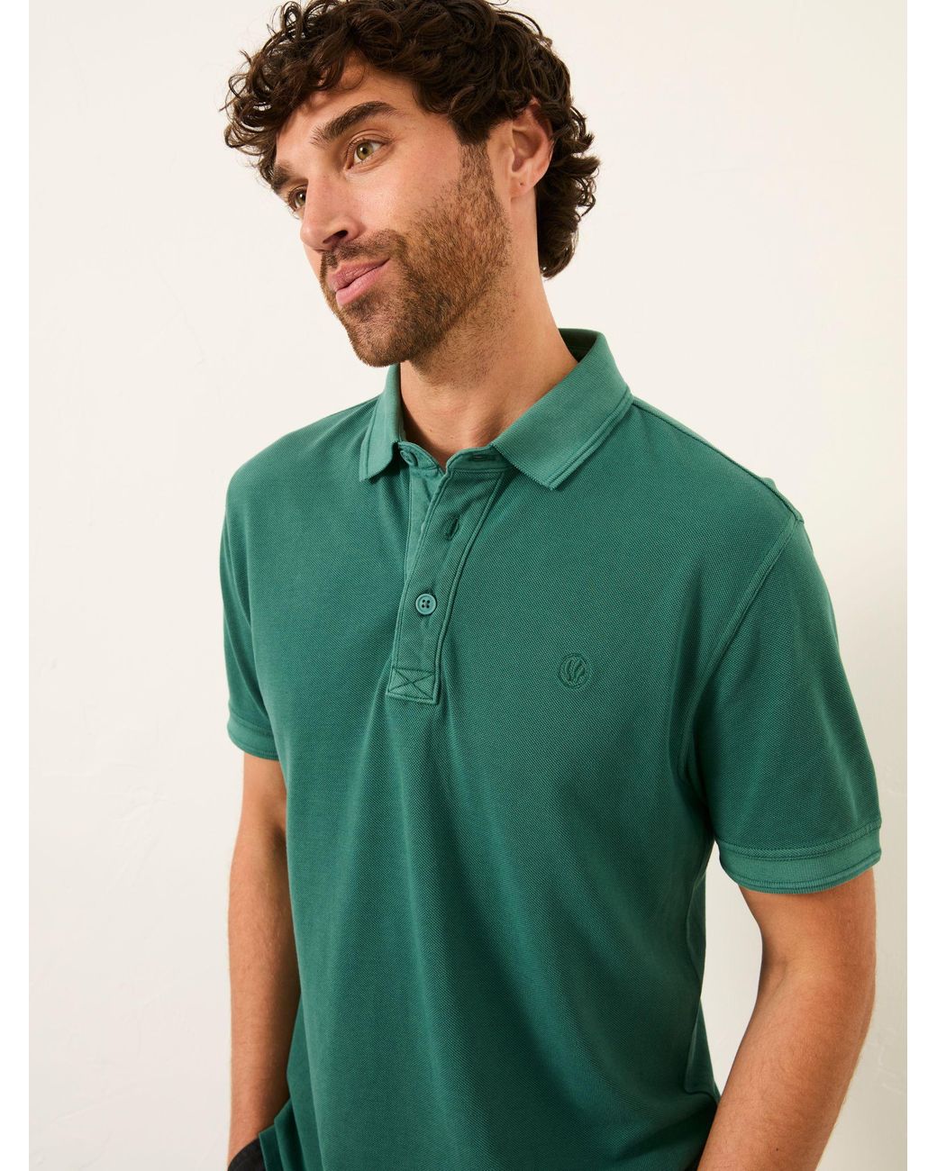 FatFace Green Short Sleeve Pique Polo Shirt for men