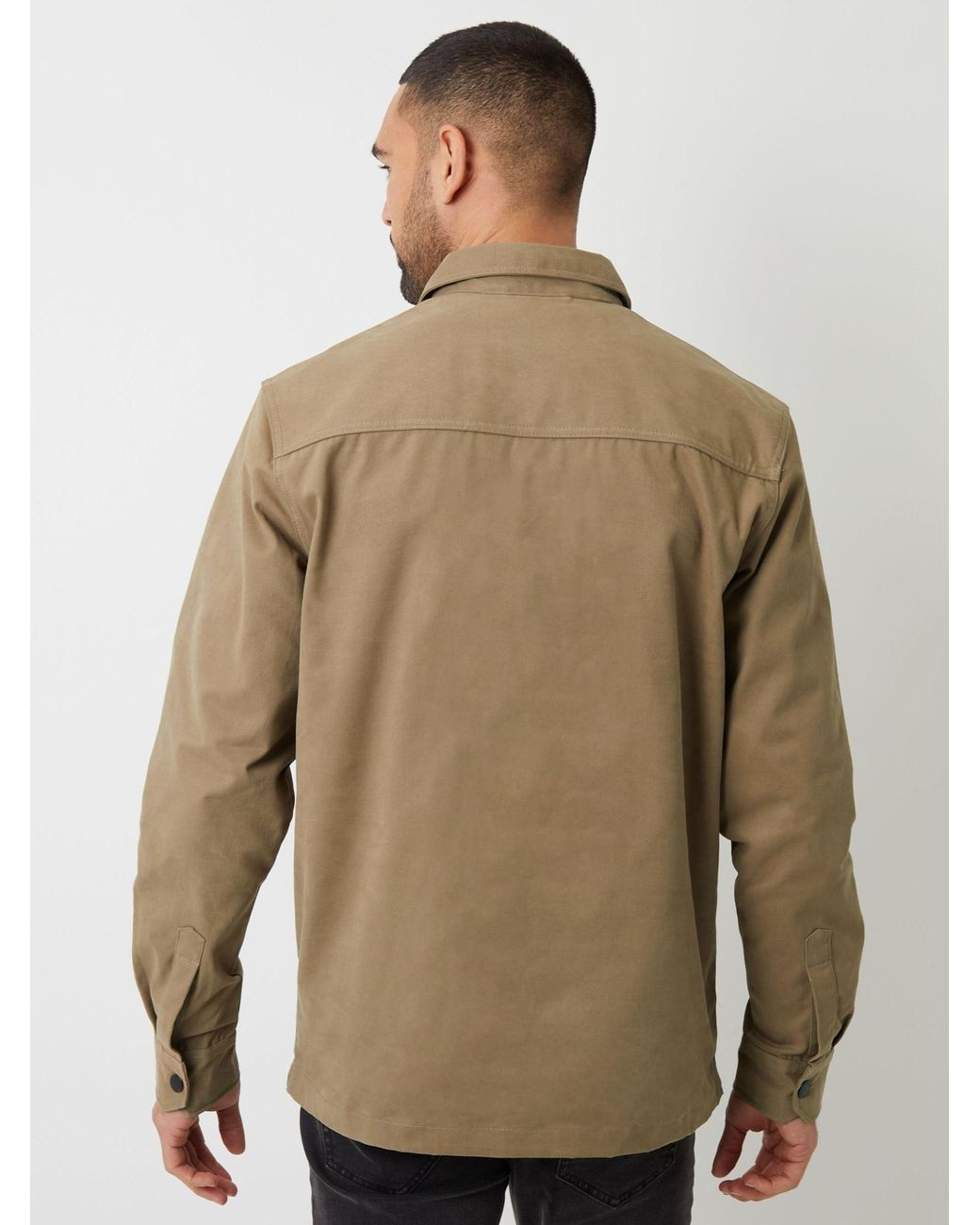 Threadbare Natural Twill Button Up Shacket for men