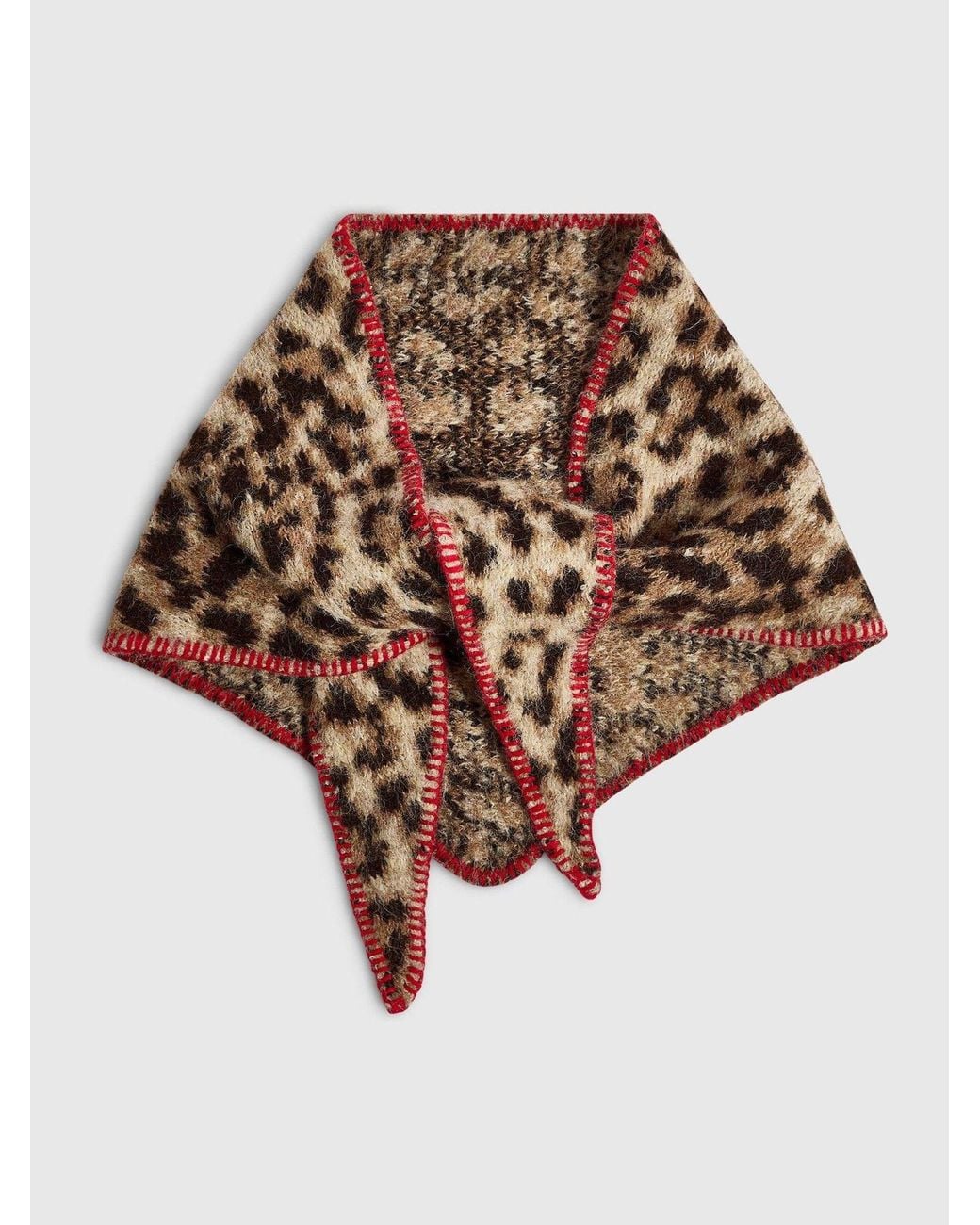 River Island White Leopard Print Triangle Scarf
