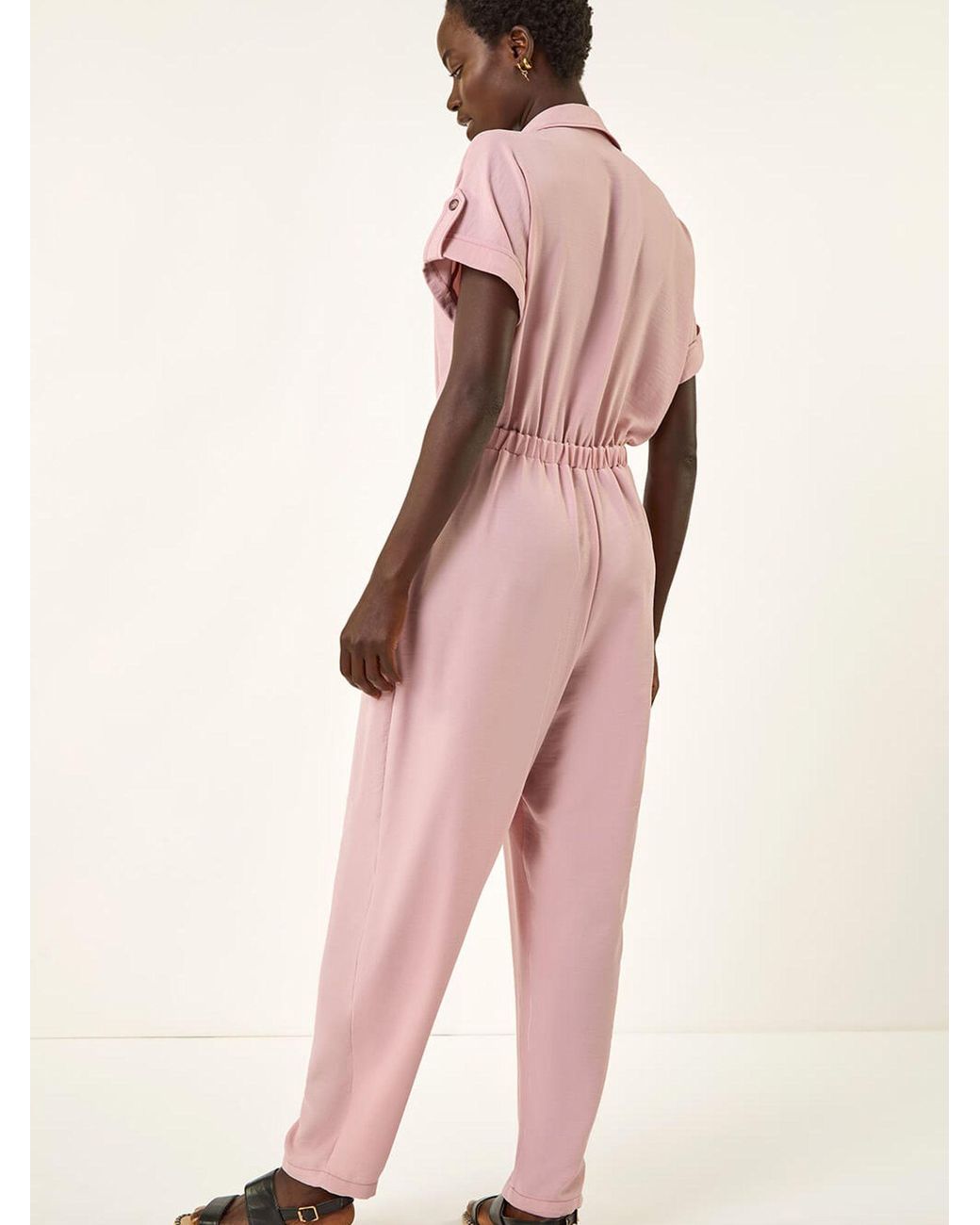 Roman Pink Utility Buttoned Jumpsuit
