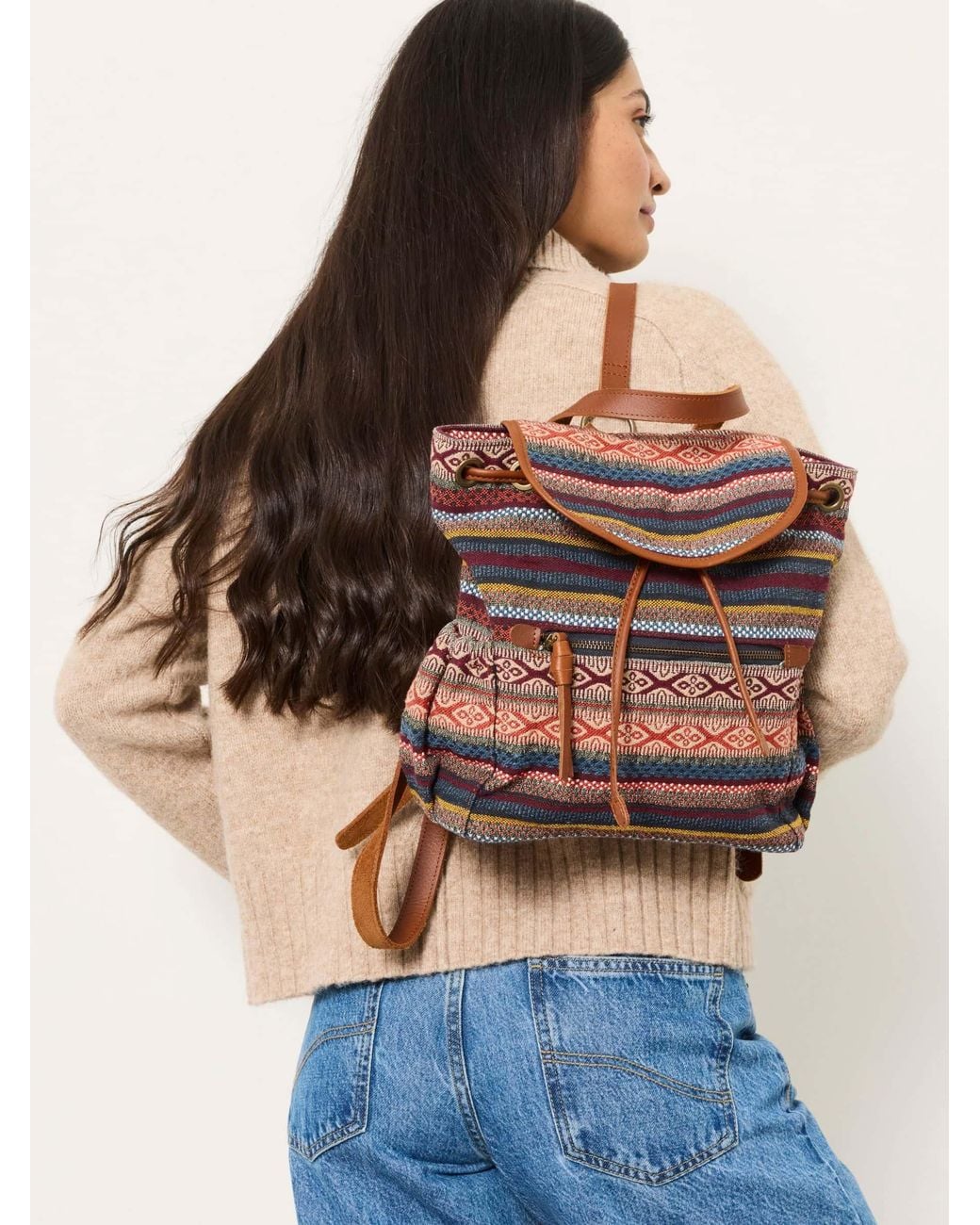 FatFace Blue Fatface Evalie Multi Woven Backpack