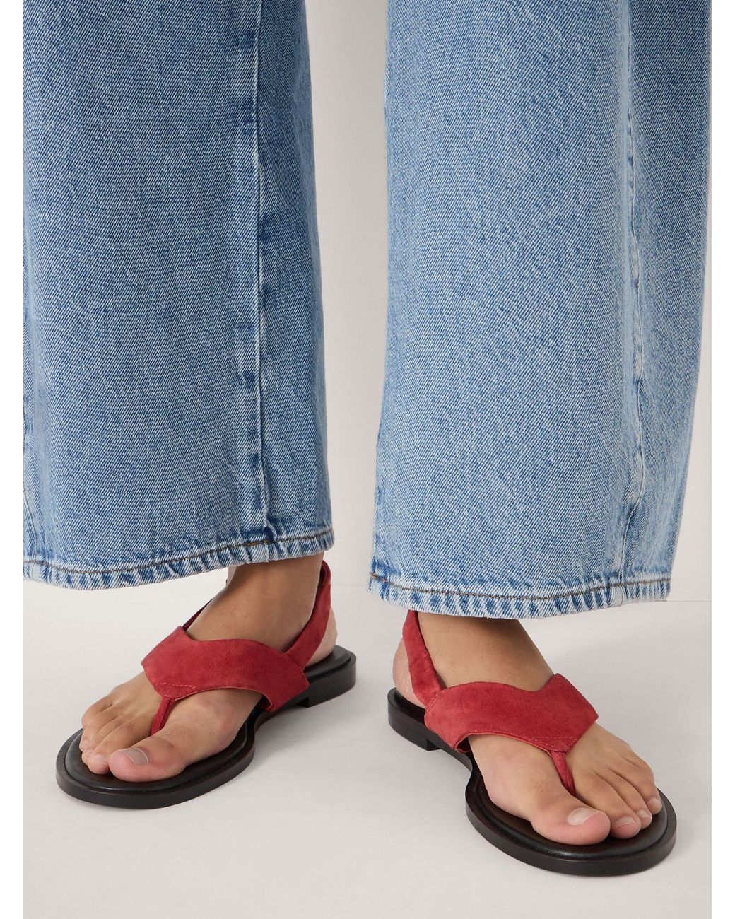 Hush Red Zenya Suede Toe Post Sandals