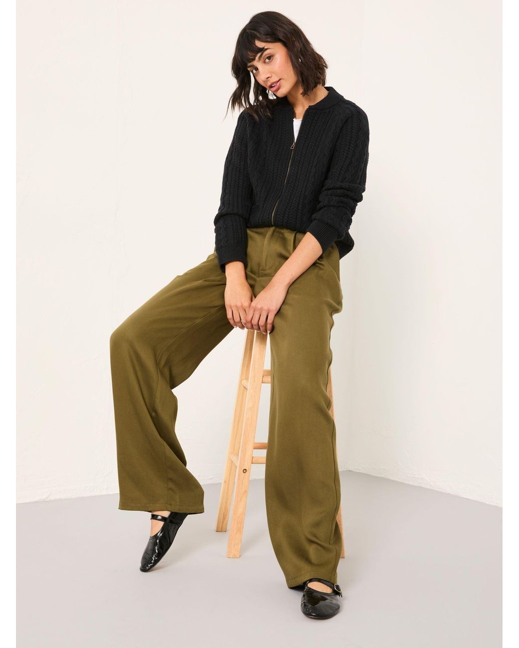 FatFace Green Ginger Wide Leg Trousers
