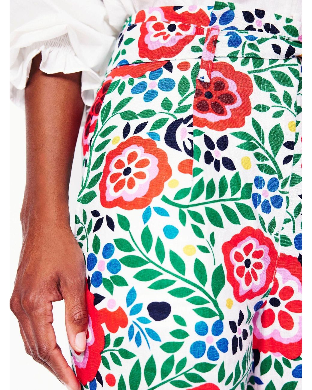 Boden White Belted Trousers