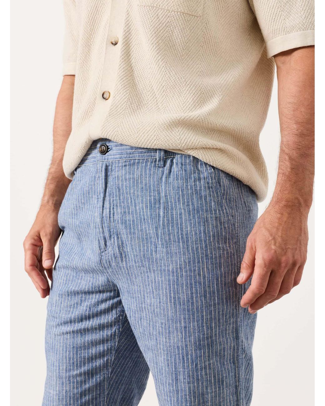 FatFace Blue Fatface Hayle Linen Cotton Trousers for men