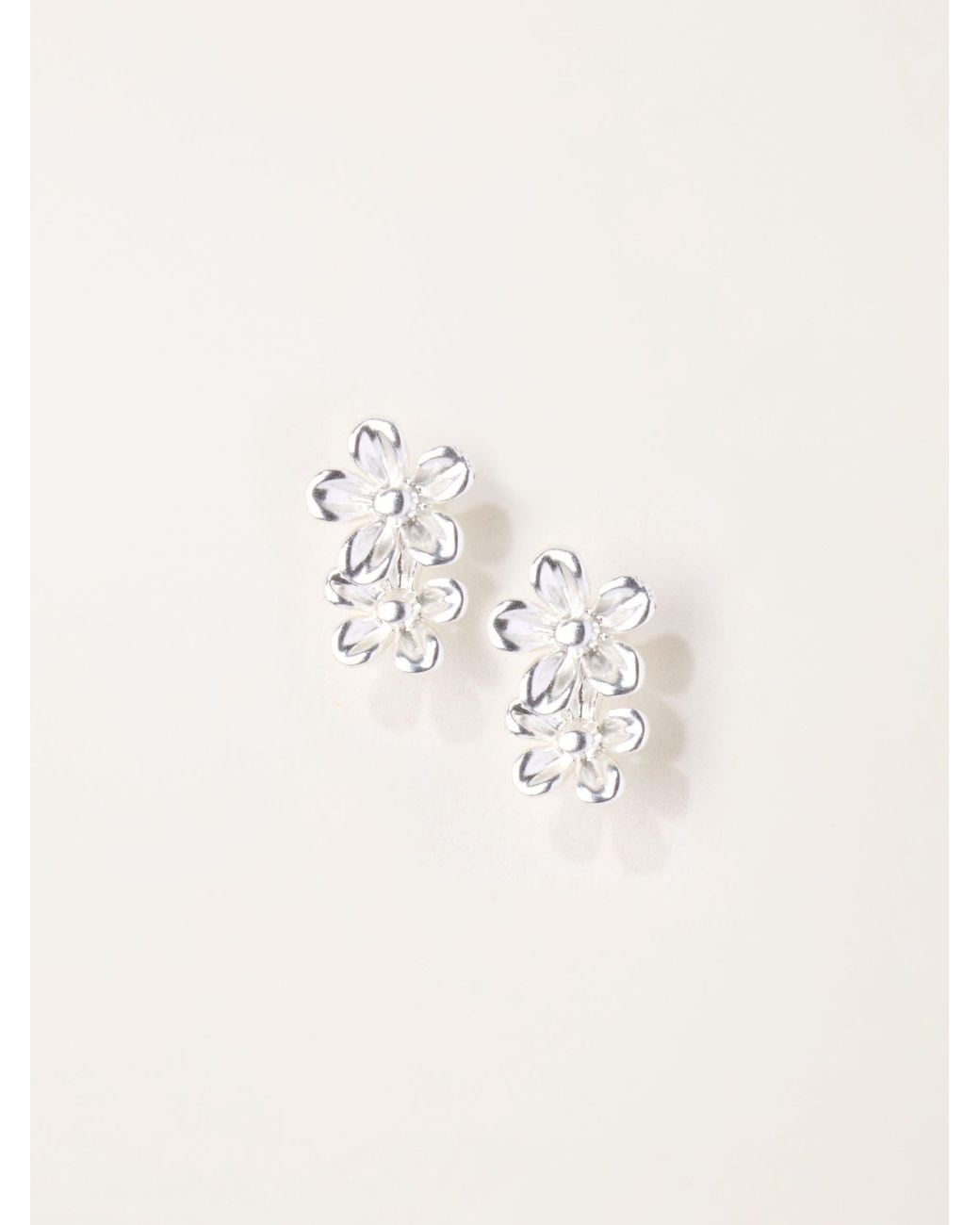FatFace Black Double Flower Studs