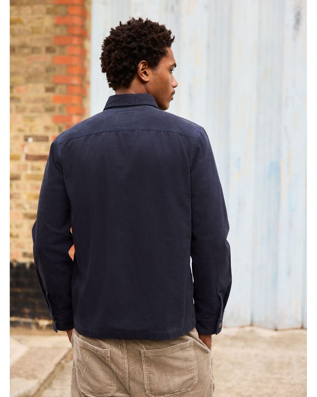 Next Plain Canvas Check Lined Shacket in Blue für Herren