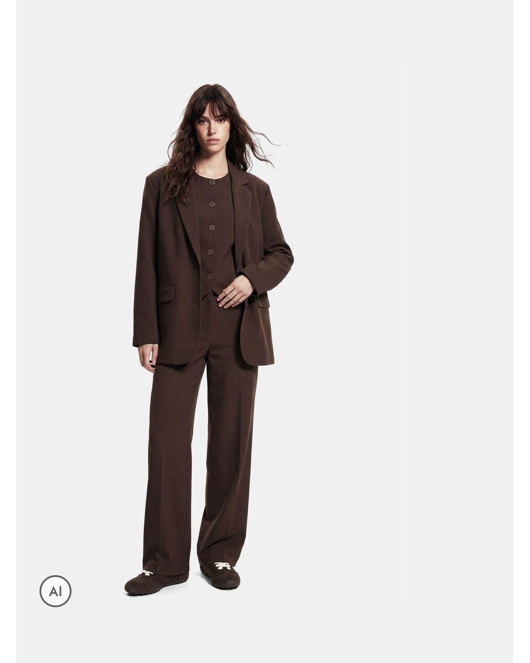 Pieces Brown Relaxed Blazer