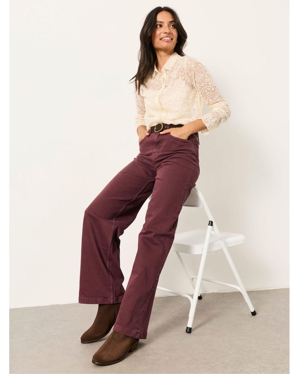 FatFace Red Welling Wide Leg Wide Leg Jeans