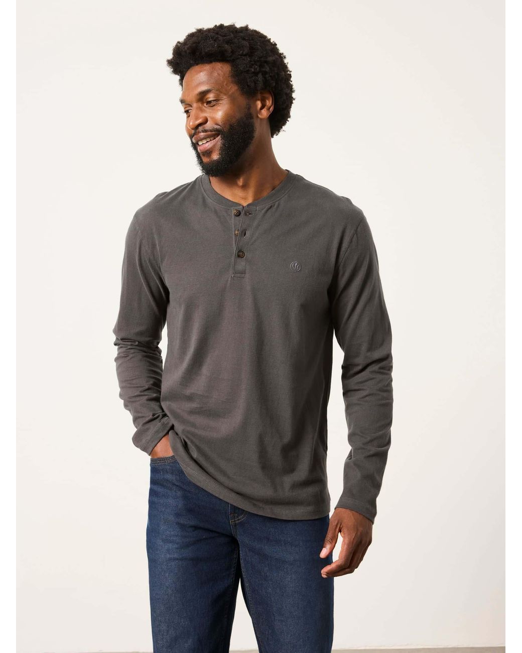 FatFace Blue Fatface 3 Pack Charcoal Long Sleeve Henley T-Shirt for men