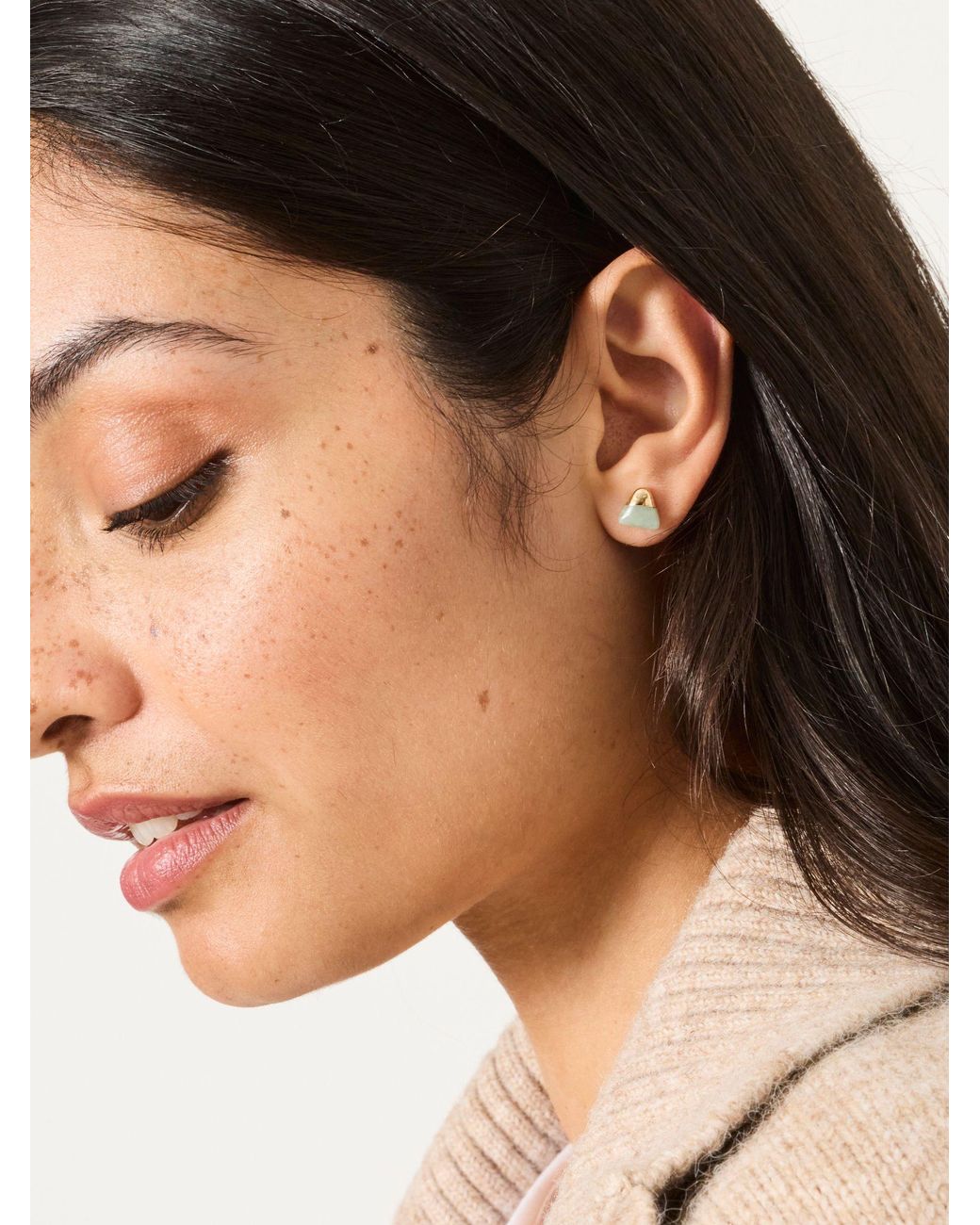 FatFace Natural Fatface Triangle Stone Stud Earrings