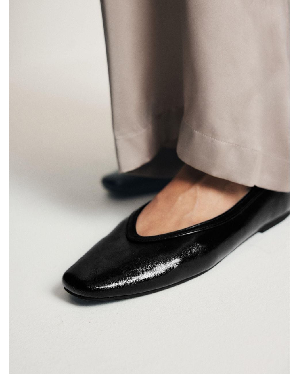 The Set Black Square Toe Ballet Flats