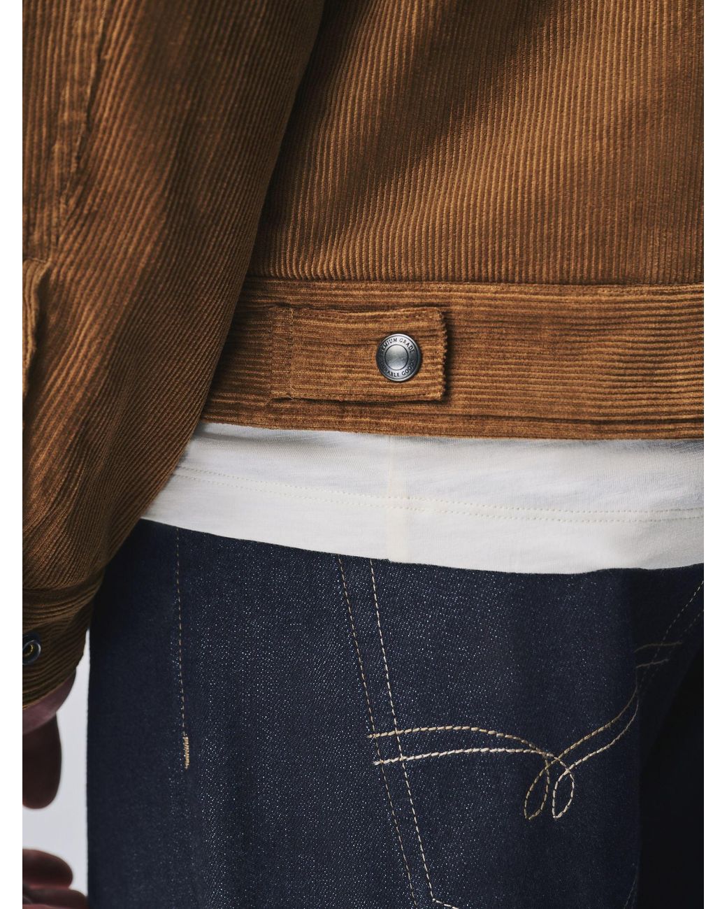 Next Brown Tan Cord Borg Lined Trucker Jacket for men