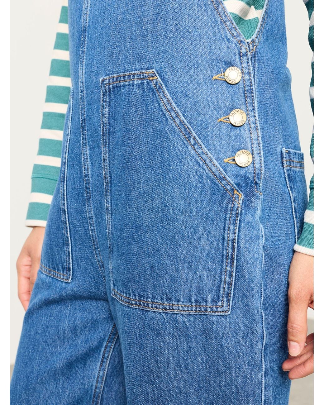 FatFace Blue Raffles Cropped Wide Leg Dungaree