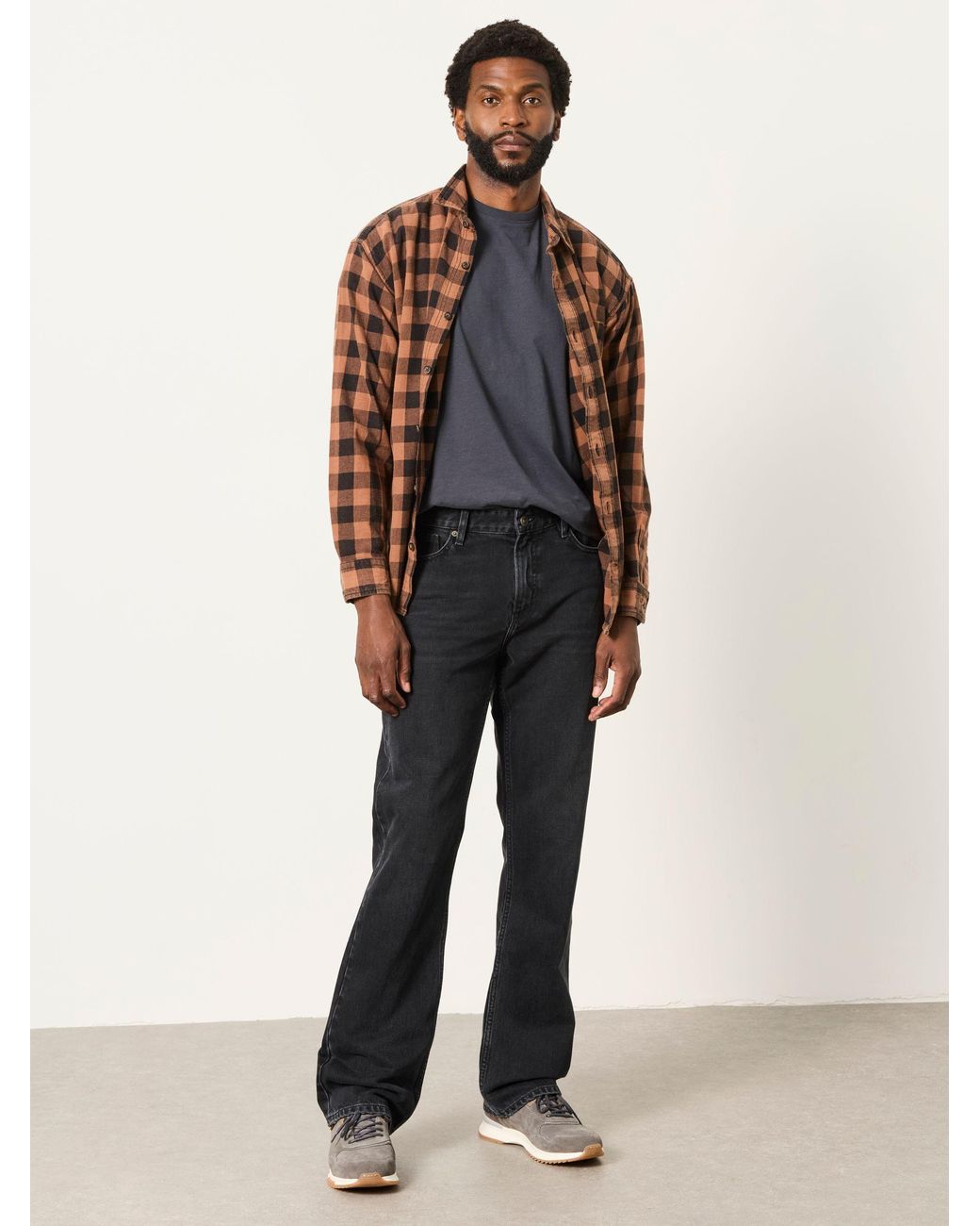 FatFace Black Fatface Thursby Rust Long Sleeve Relaxed Fit Check Shirt for men