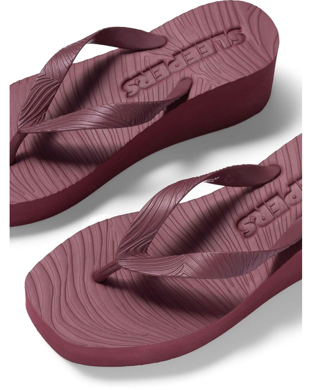 Sleeper Purple High Platform Wedge Flip Flops