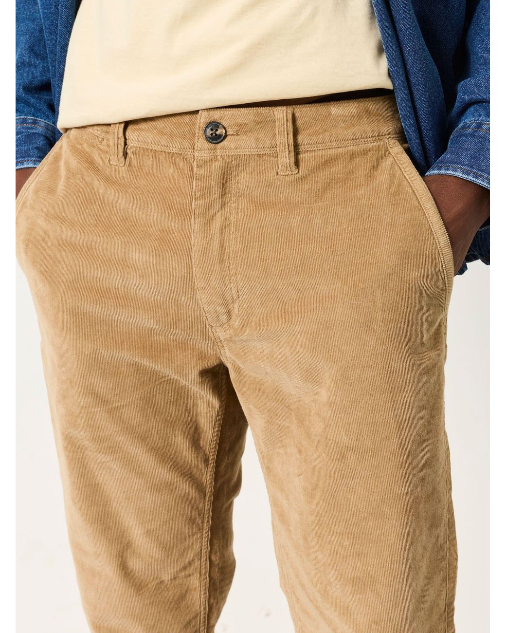 FatFace Blue Cord Straight Fit Trousers for men