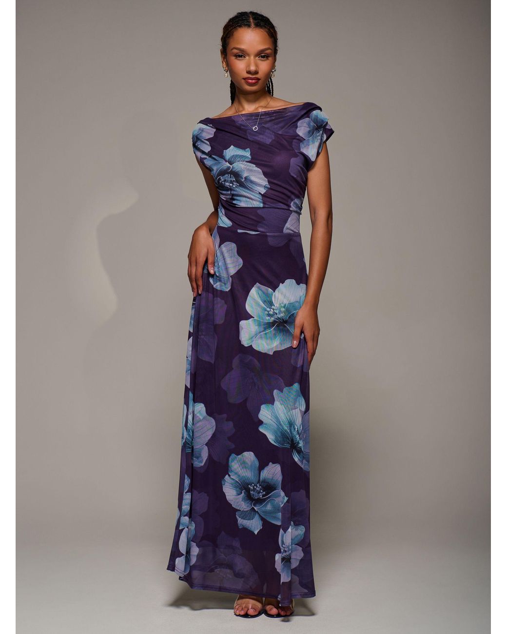 chinese dress ladies Jolie Moi Goldie Jersey Maxi Dress, Blue Floral