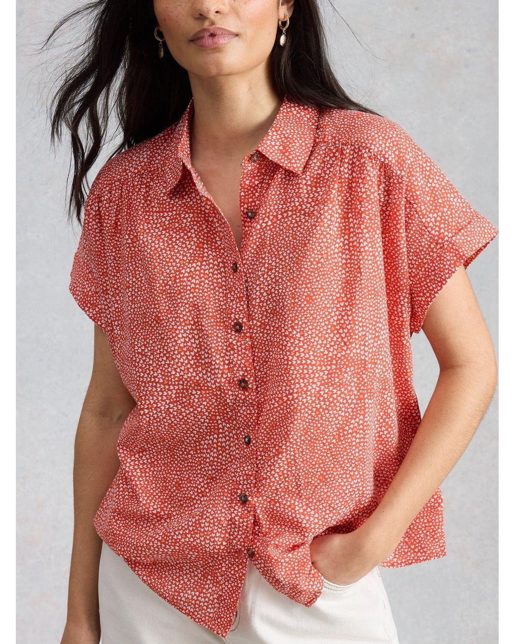 White Stuff Pink Orla Cotton Button Through Shirt
