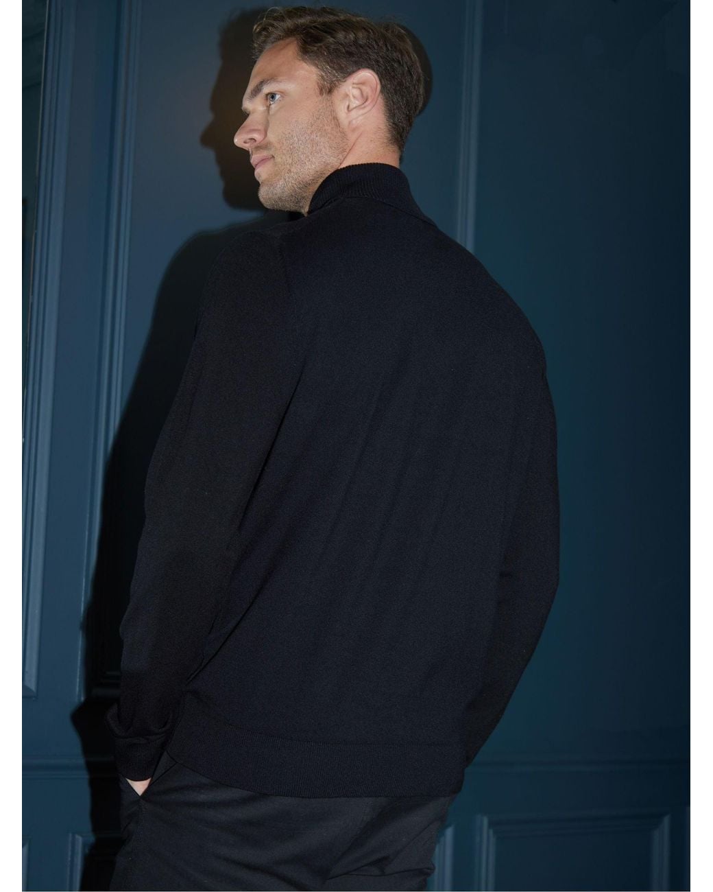 Threadbare Blue Knitted Roll Neck Jumper for men