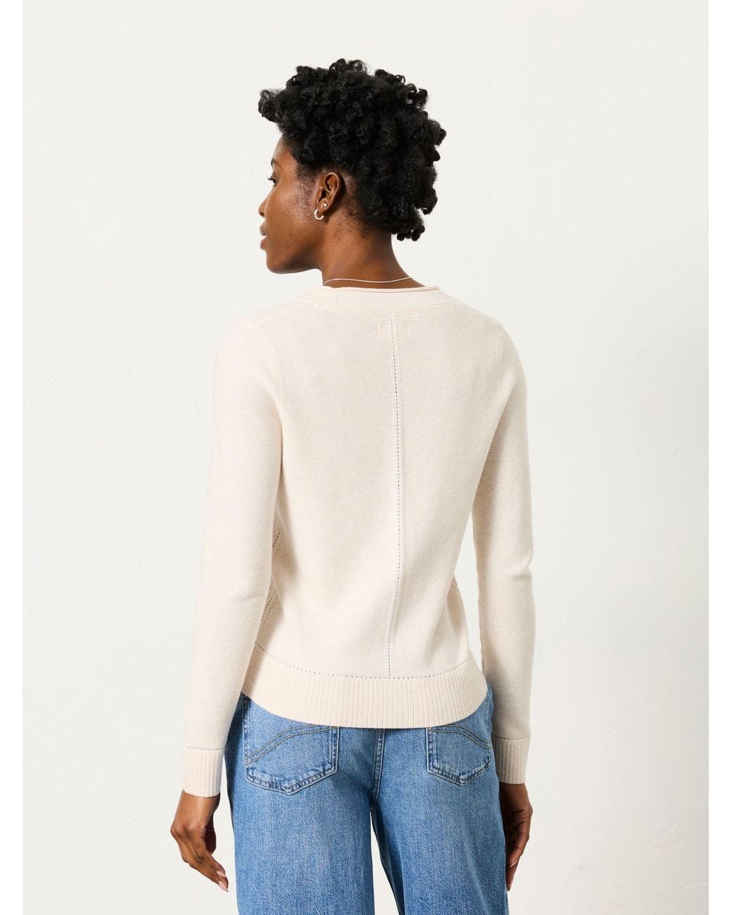 FatFace White Lucee Knitted Cardigan