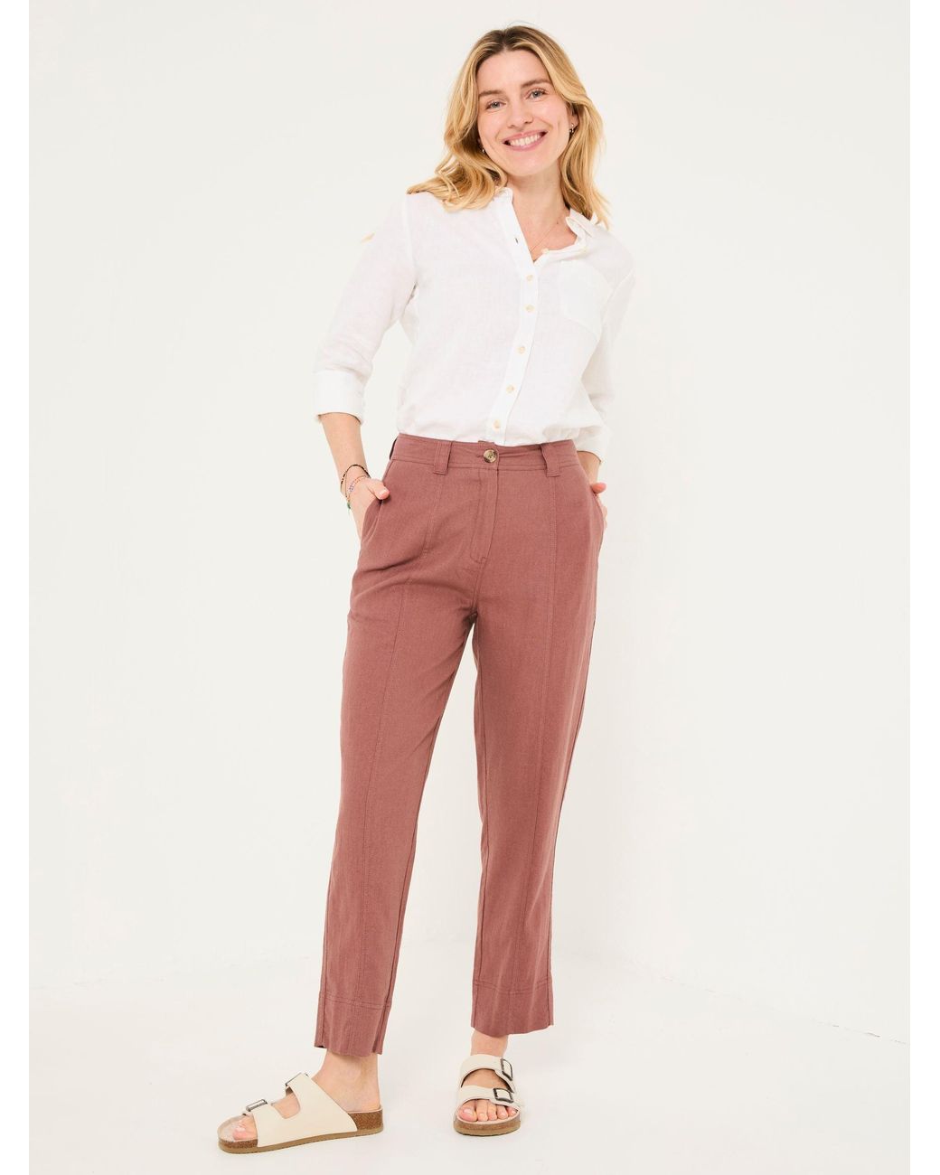 FatFace Issy Tapered Linen Blend Trousers