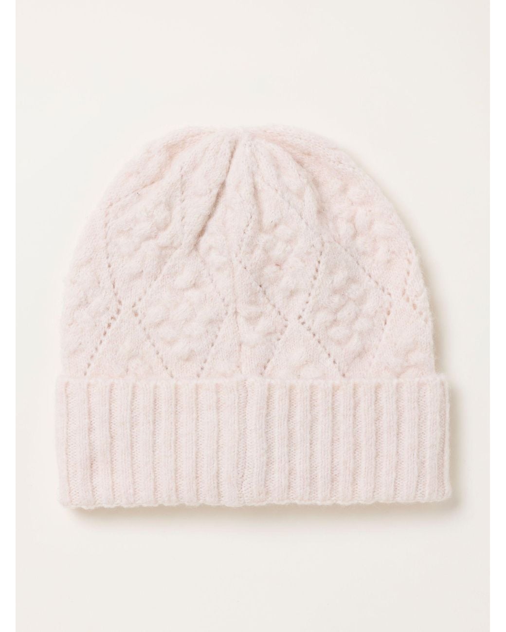 FatFace Pink Fatface Ivory Pointelle Beanie