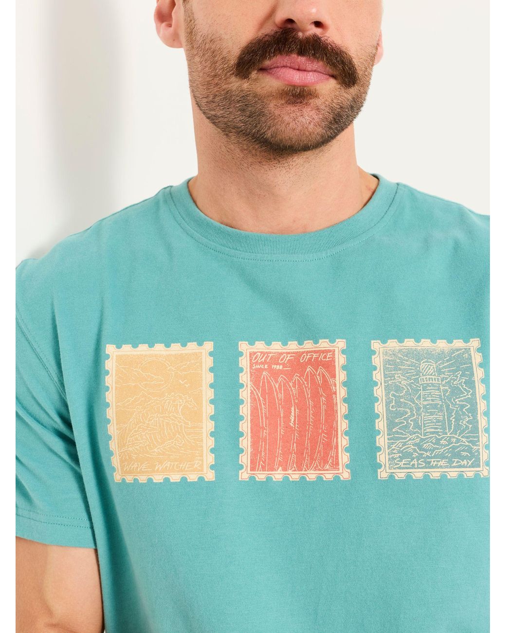 FatFace Green Landscape Stamp Graphic T-Shirt for men