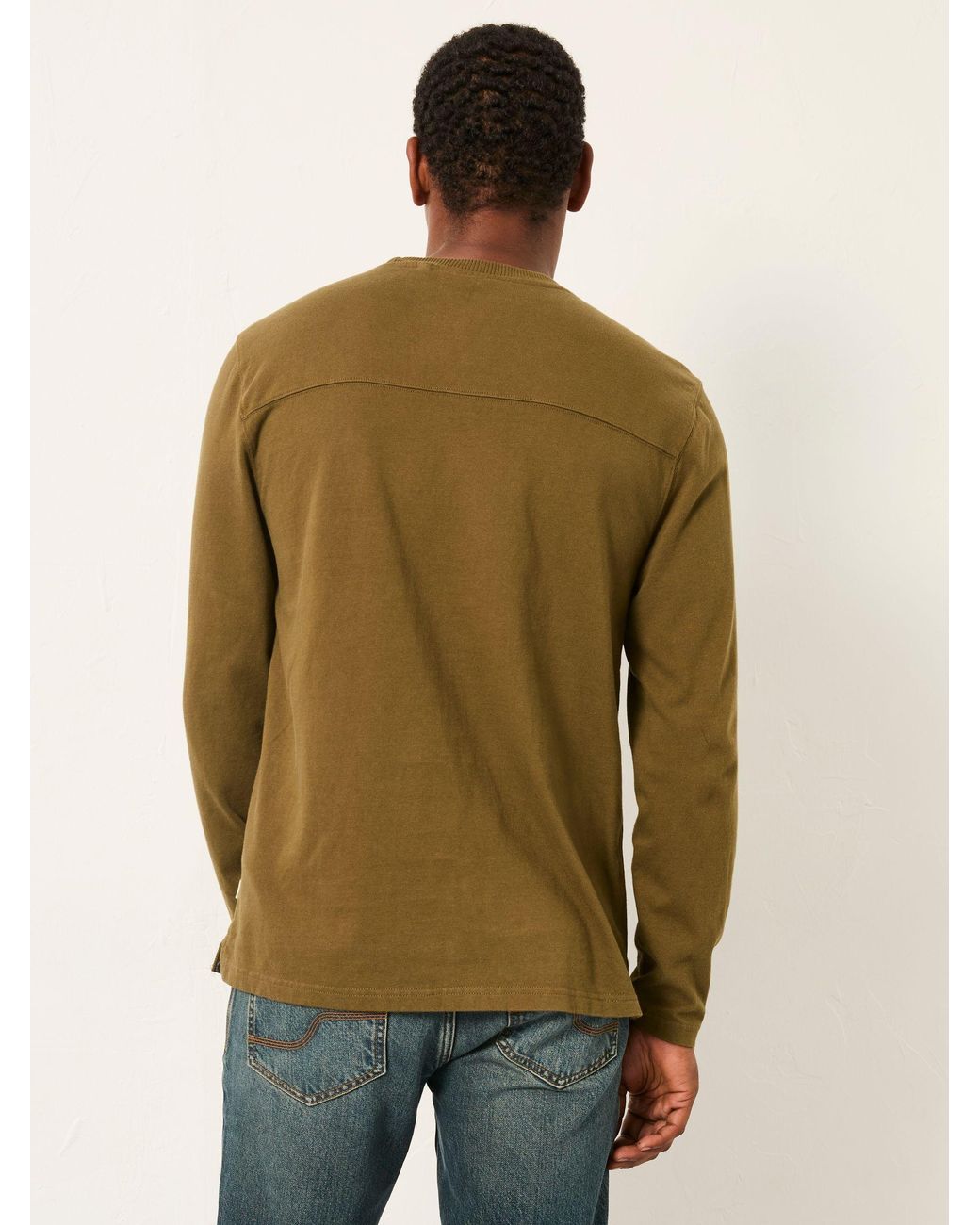 FatFace Green Alton Long Sleeve Heavyweight Relaxed Fit T-Shirt for men