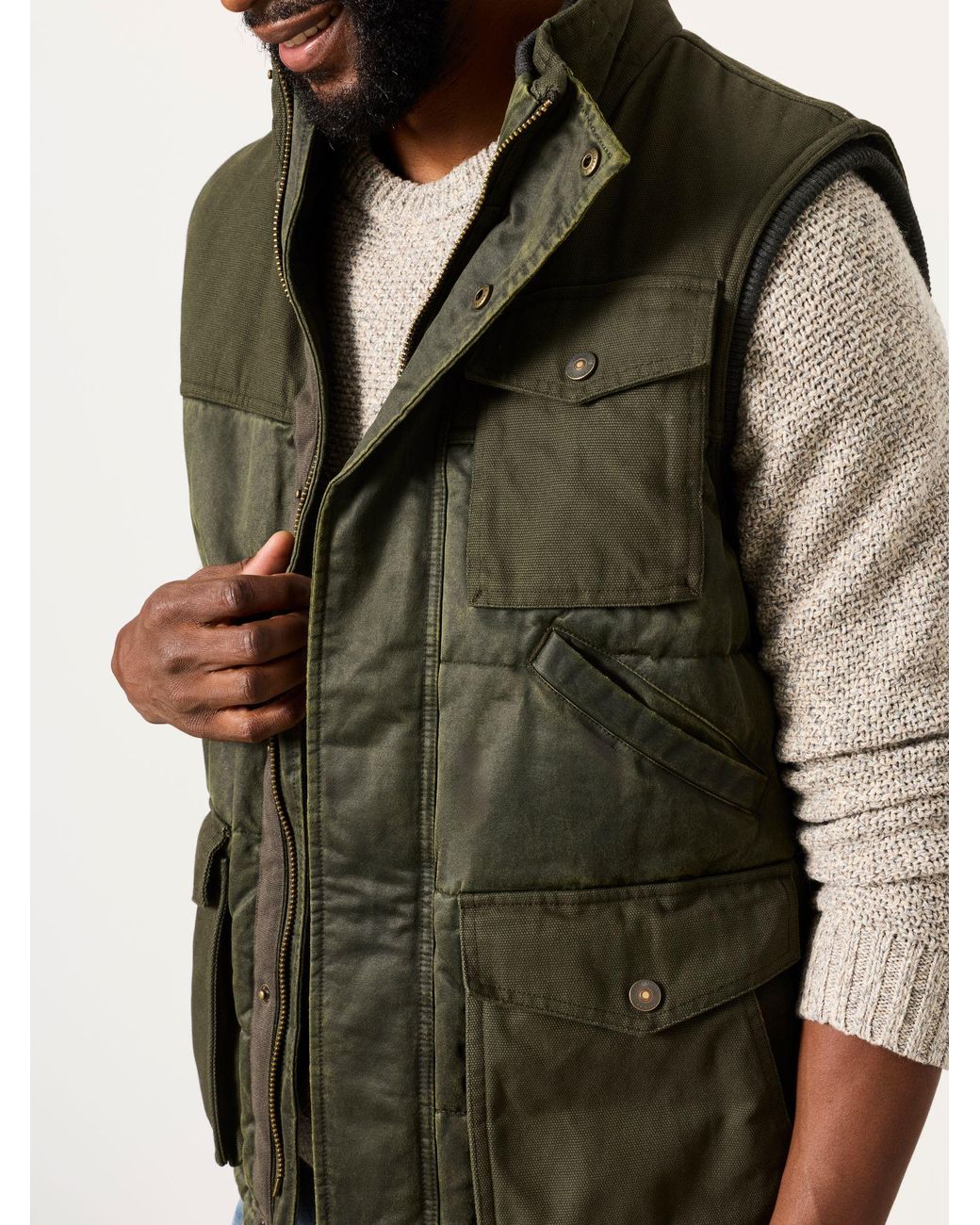 FatFace Green Broadsands Quilted Utility Vest for men