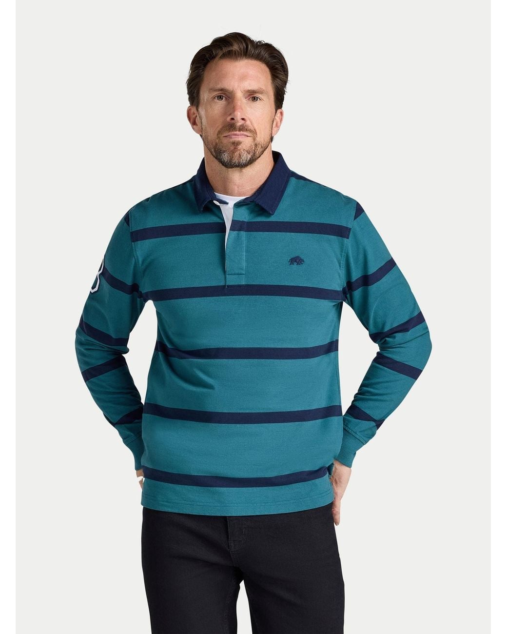 Tourus Raging Hunter Raging Bull Two Colour Stripe Rugby Shirt in Blue for Men | Lyst
