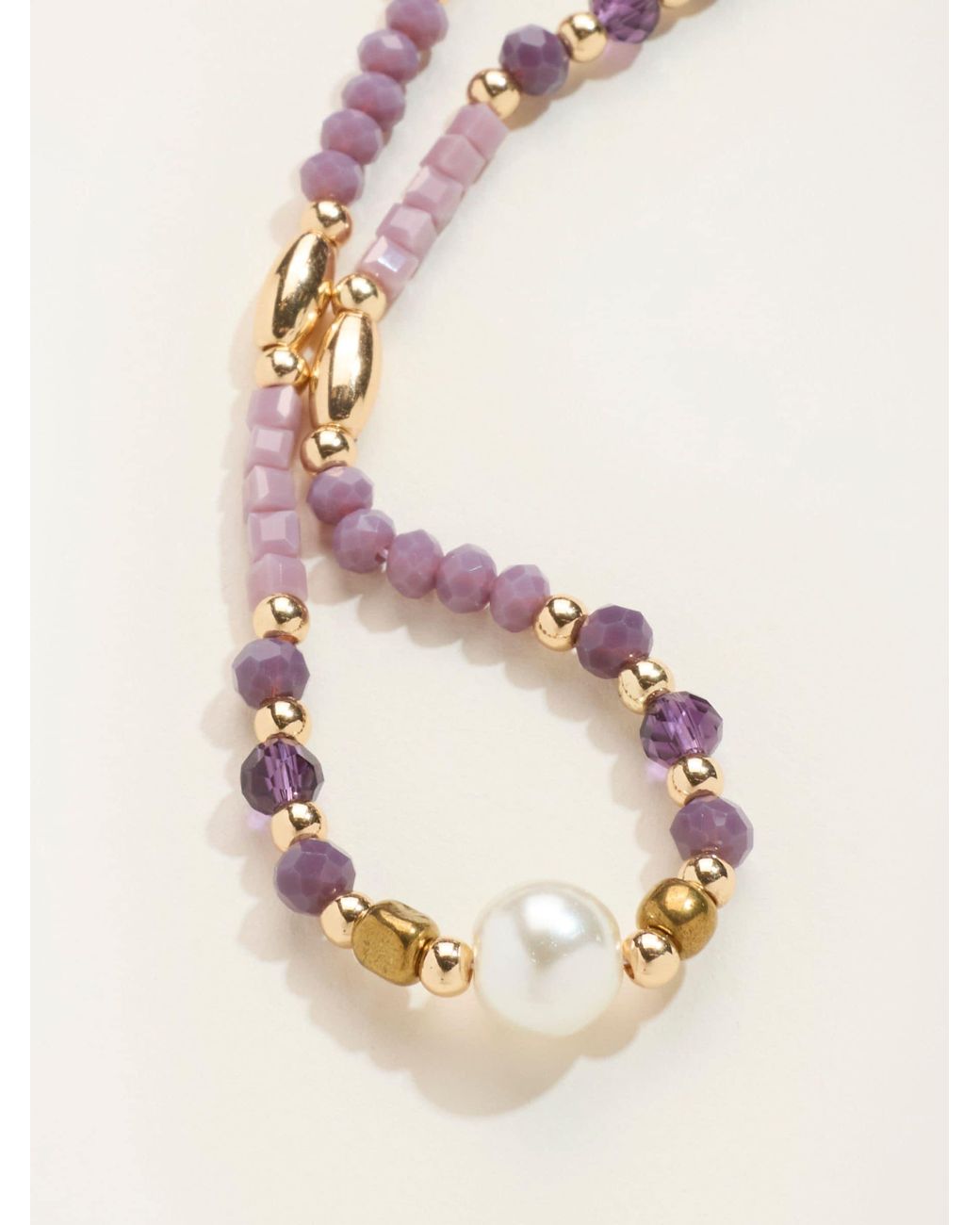 FatFace Brown Faux Pearl And Bead Necklace
