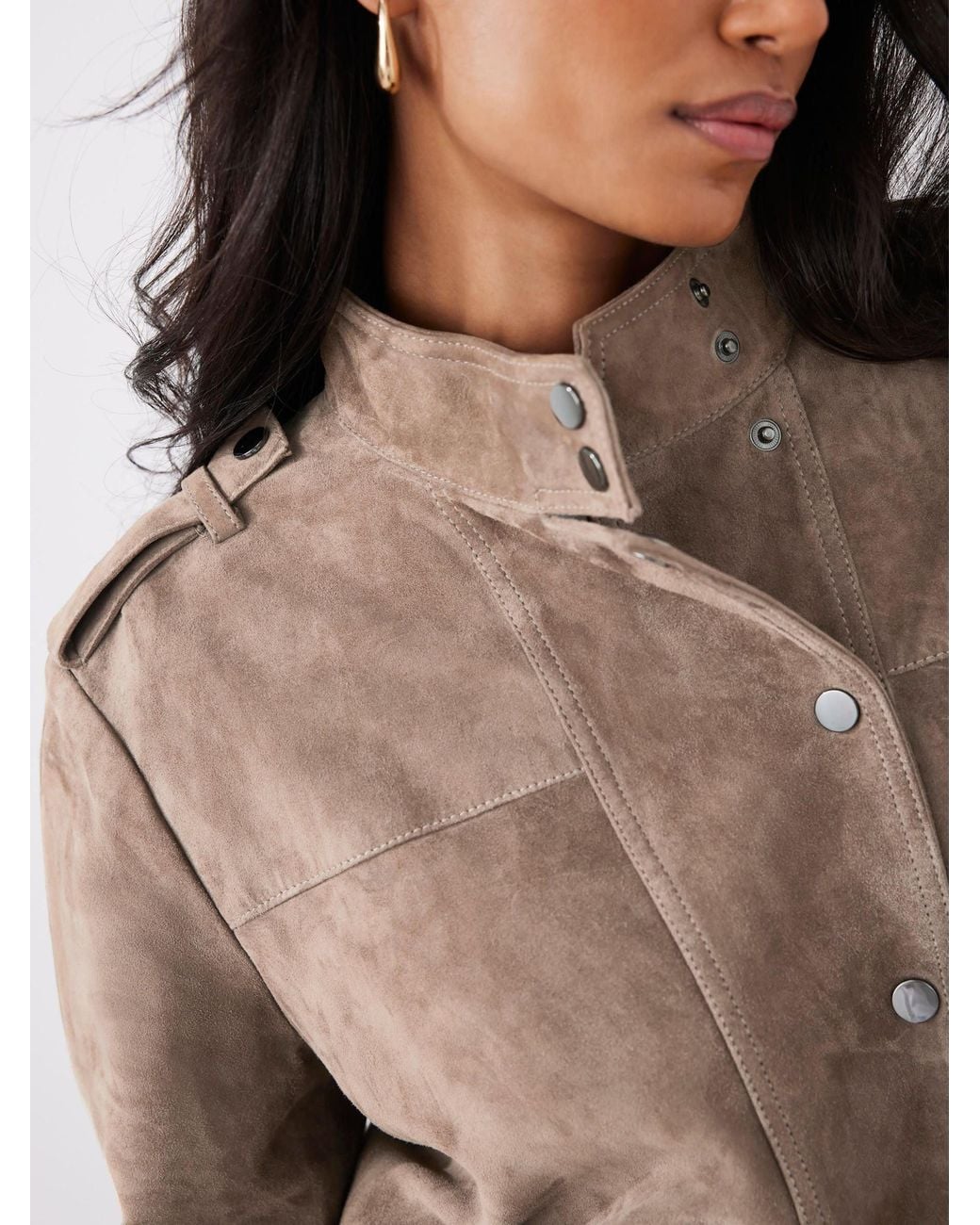 Mint Velvet Natural Suede Pilot Bomber Jacket