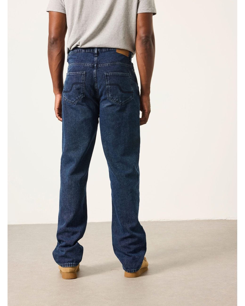 FatFace Blue Relaxed Straight Fit Canvas Weave Jeans for men