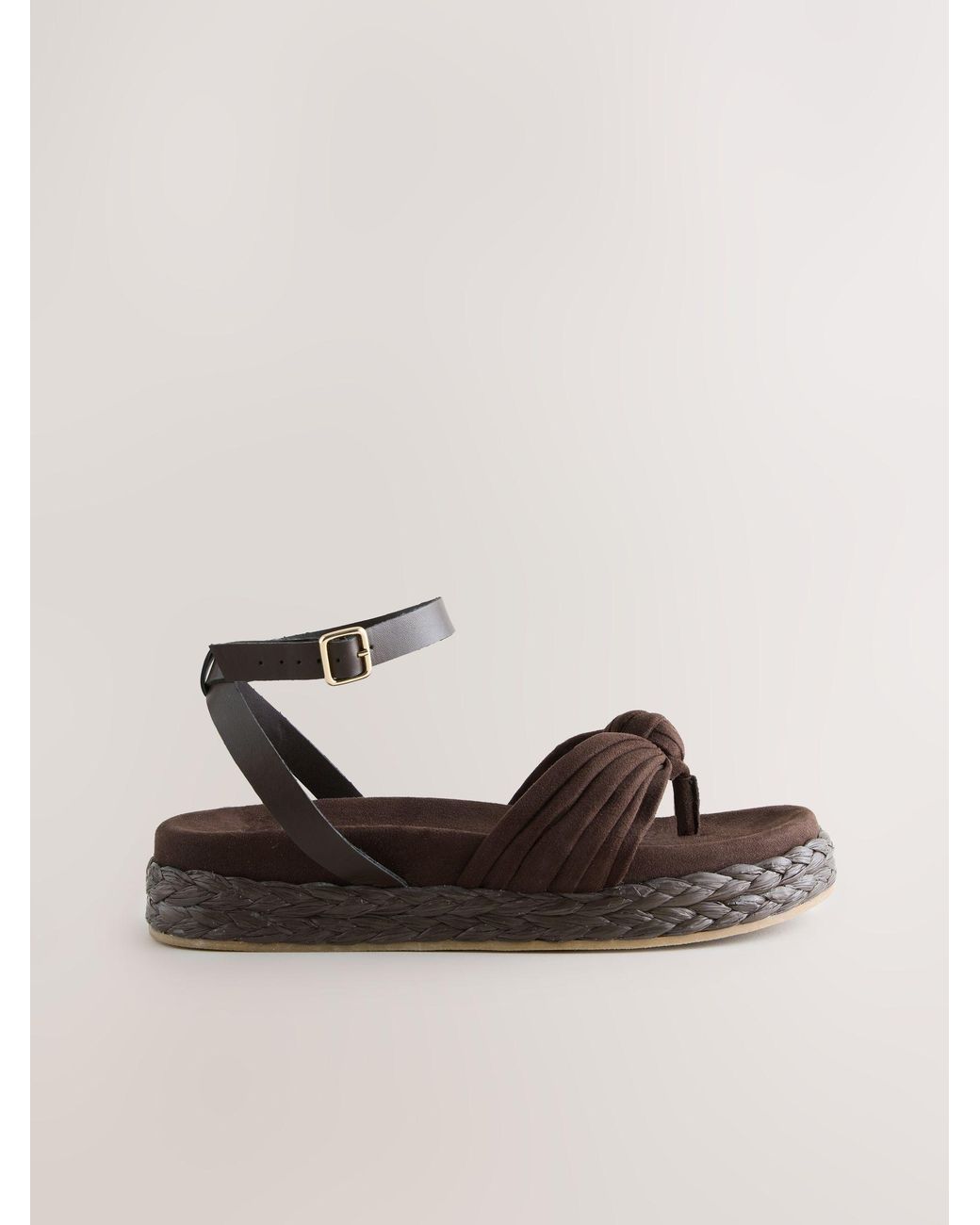 Next Black Raffia Knot Detailing Toe Thong Sandals