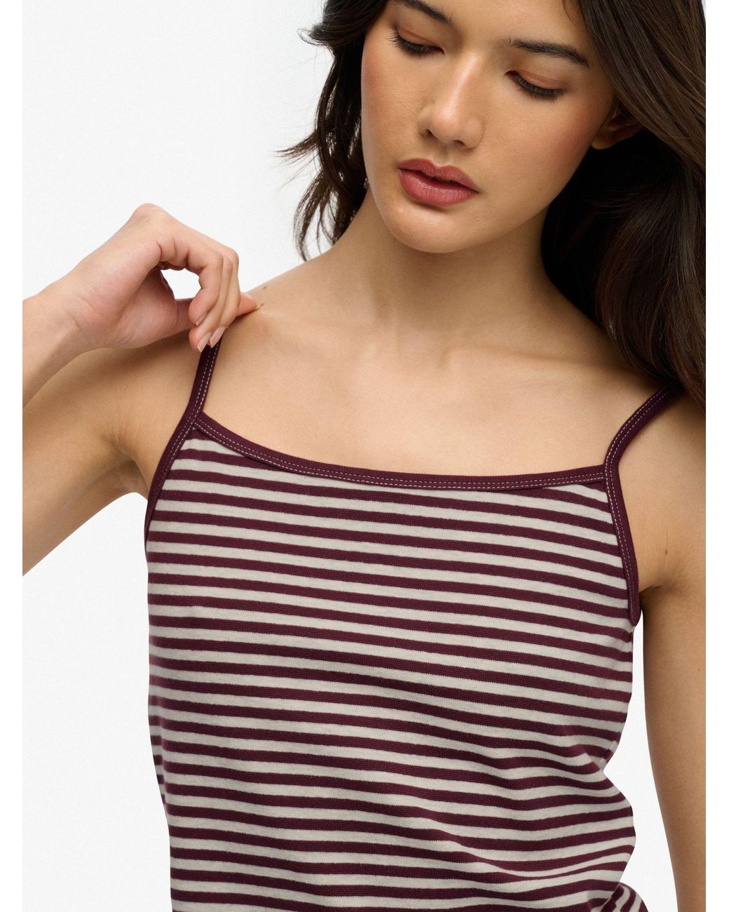 Superdry Blue Stripe Ath Ess Stripe Cami