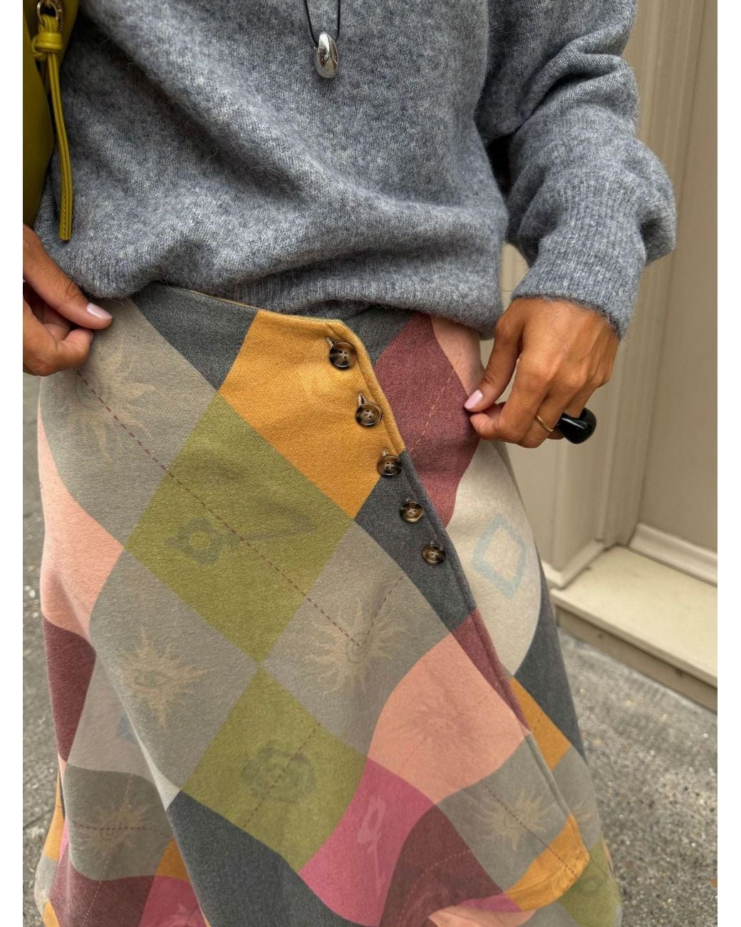 Never Fully Dressed Green Argyle Wool Skirt