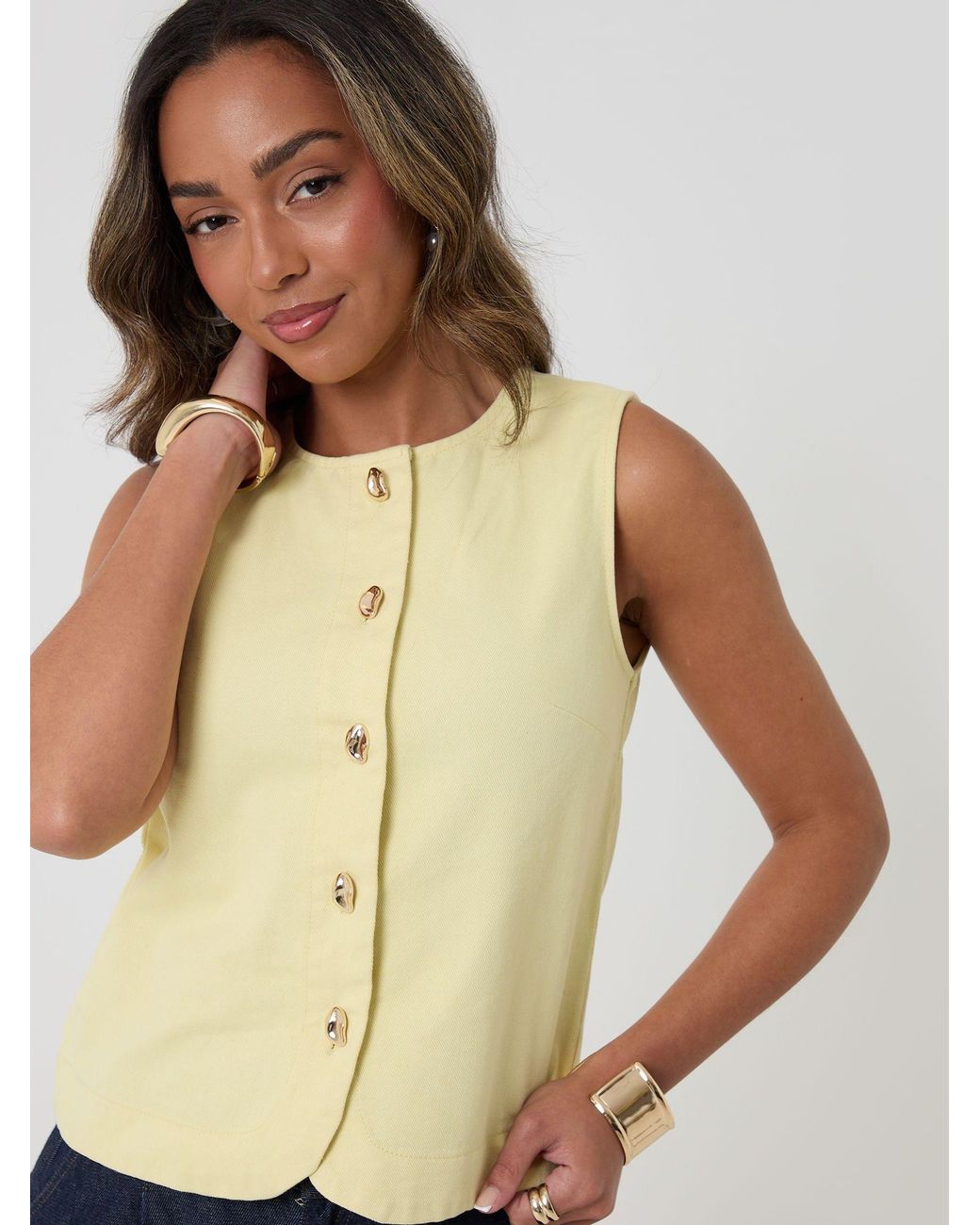 Threadbare Natural Denim Button Up Top