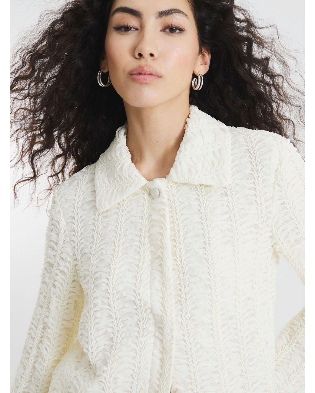 River Island White Textured Collar Jacket