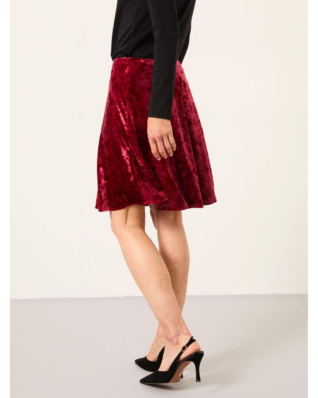 FatFace Red Fatface Jess Velvet Skirt
