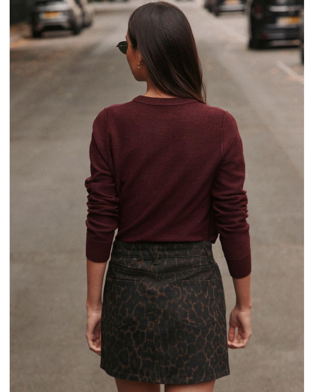 Next Black Leopard Denim Mini Skirt