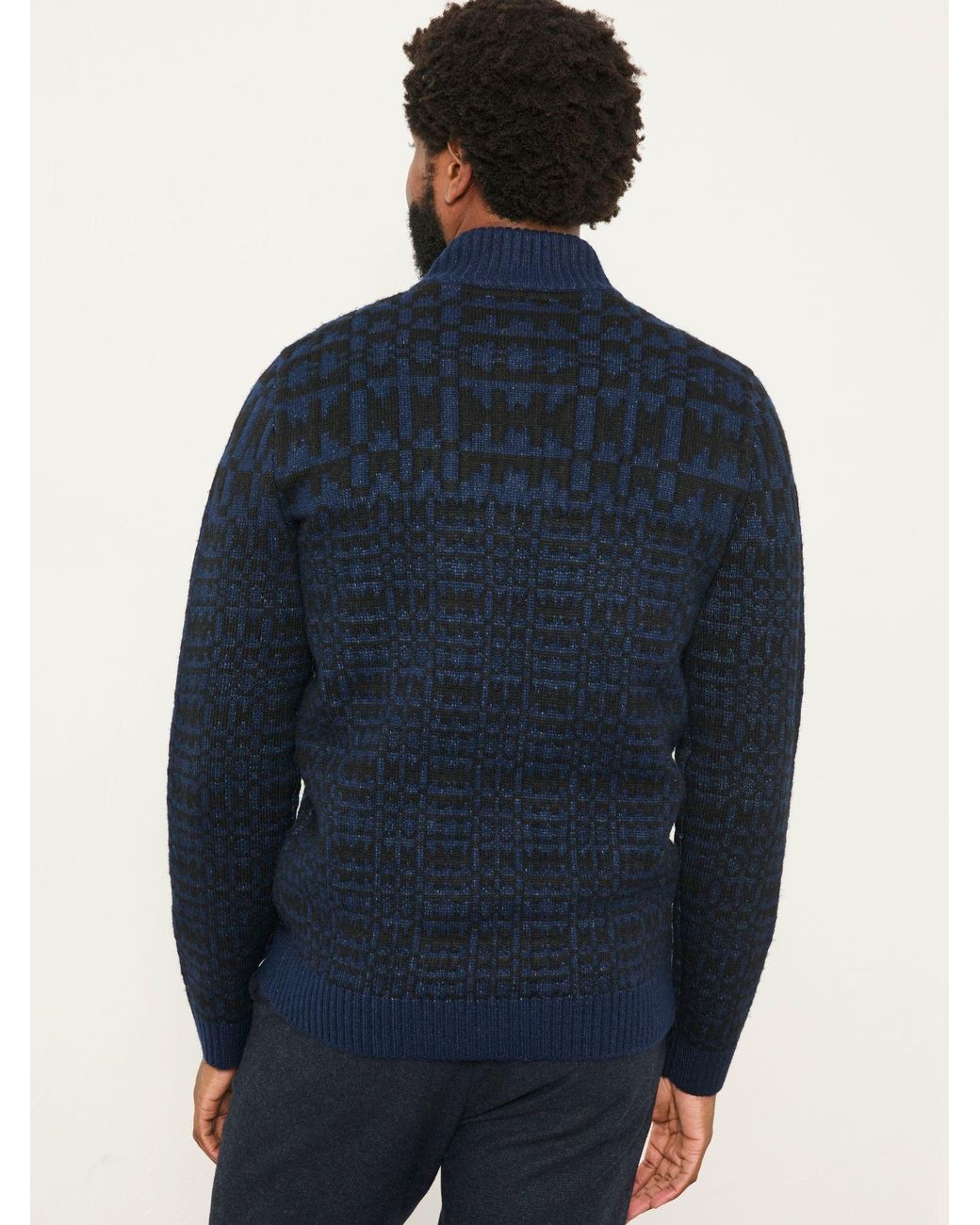 FatFace Blue Blanket Half Neck Knitted Jumper for men